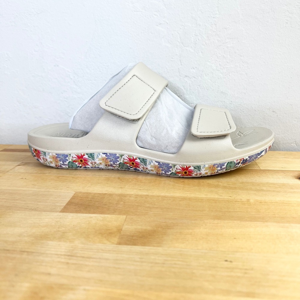 Alegria Orbyt Sandals Slides Beige Floral Miami Beach Adjustable Size 42 / 11.5